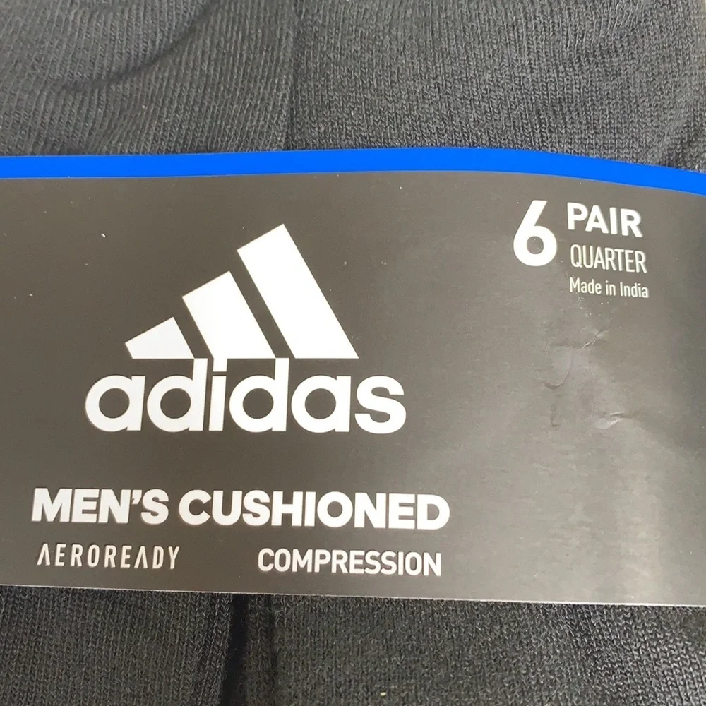 ADIDAS MEN’S CUSHIONED 6 pair QUARTER SOCKS